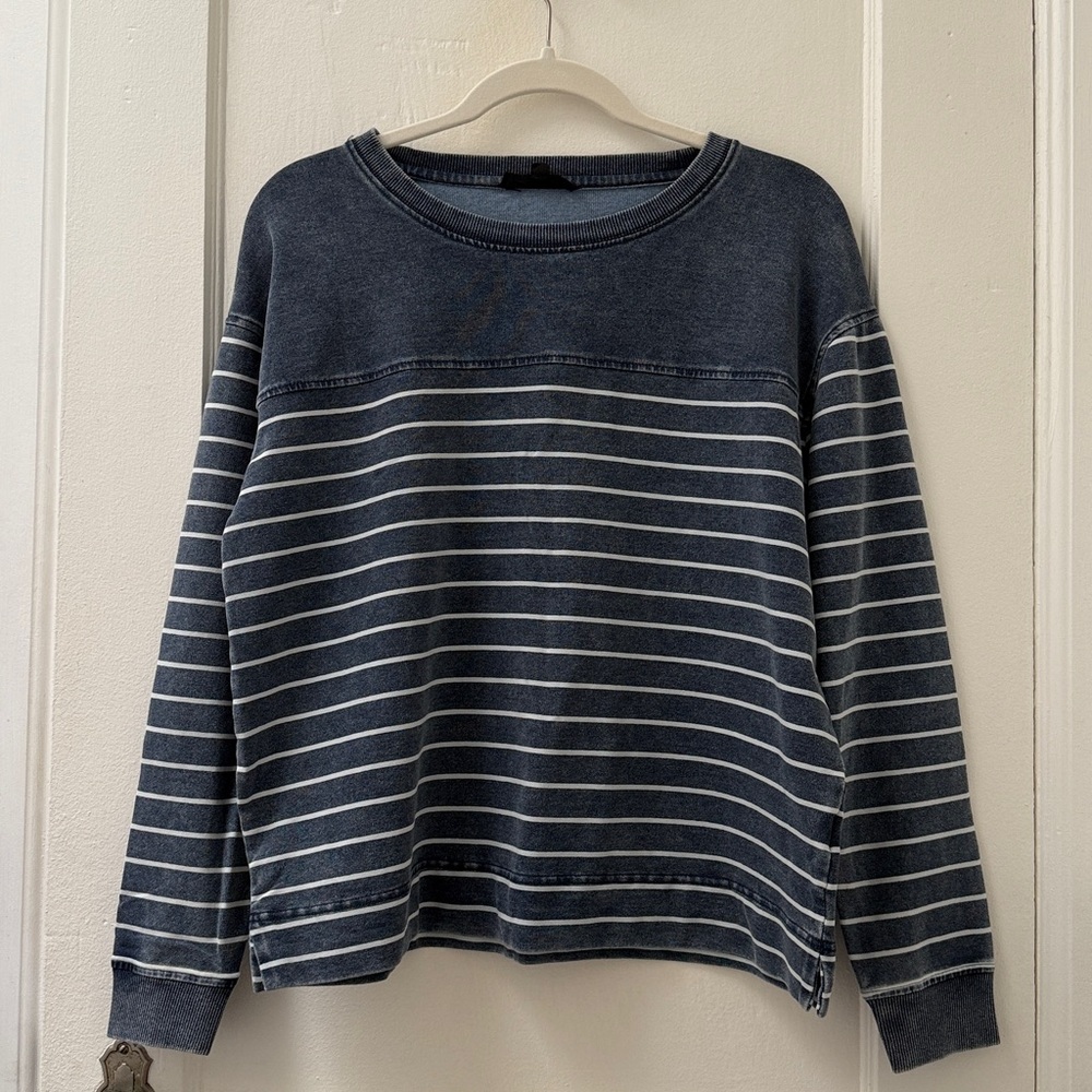 Mock Denim Striped Sweater